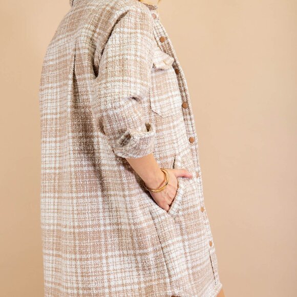 NWT Plaid Check Textured Shacket Jacket - Picture 3 of 5